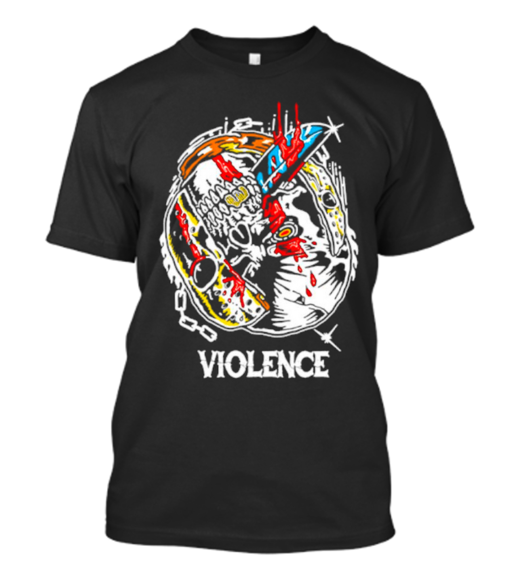 Slasher Mask Chainsaw Knife Violence T-Shirt