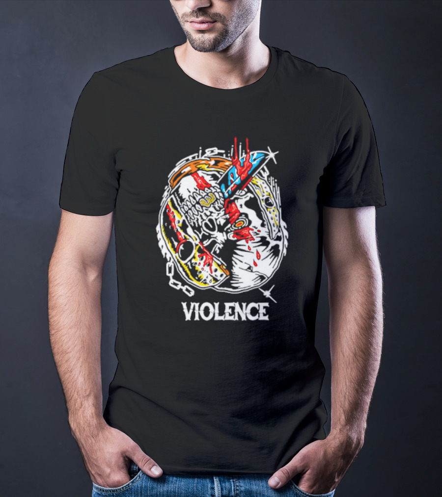 Slasher Mask Chainsaw Knife Violence T-Shirt