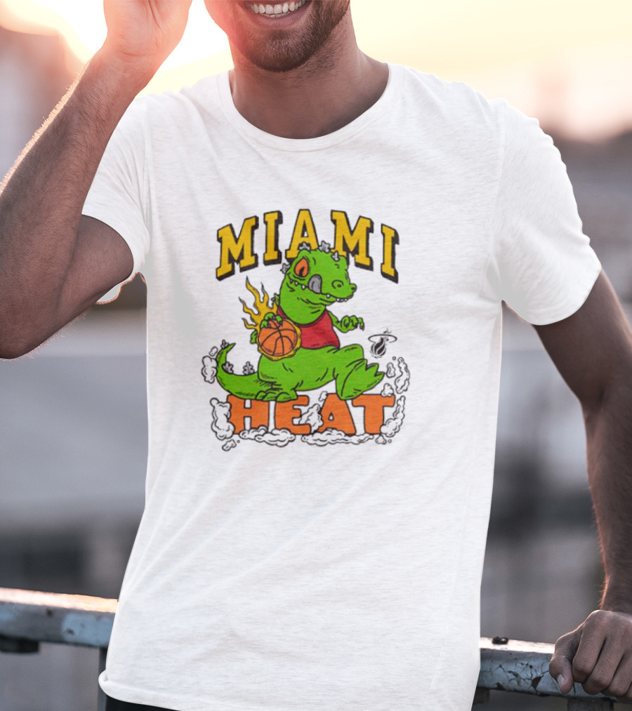 Miami Heat Reptar Holding Basketball Rugrats Crossover T-Shirt
