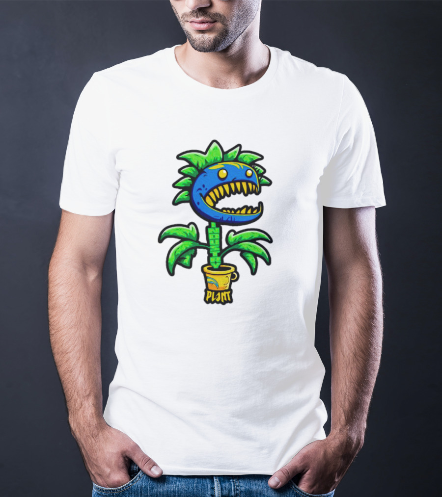 Industry Plant Blue Monster With Yellow Teeth In Yellow Pot T-Shirt