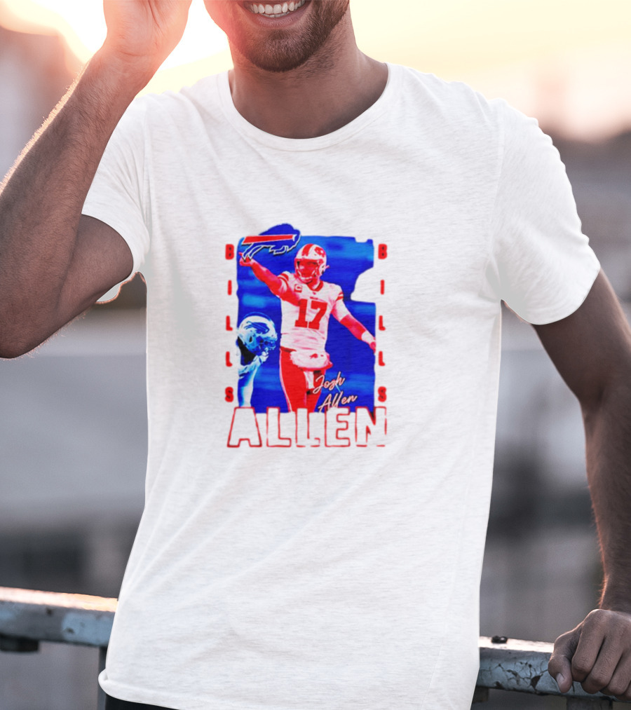 Josh Allen Buffalo Bills NFL Quarterback Iconic Play Action Image T-Shirt