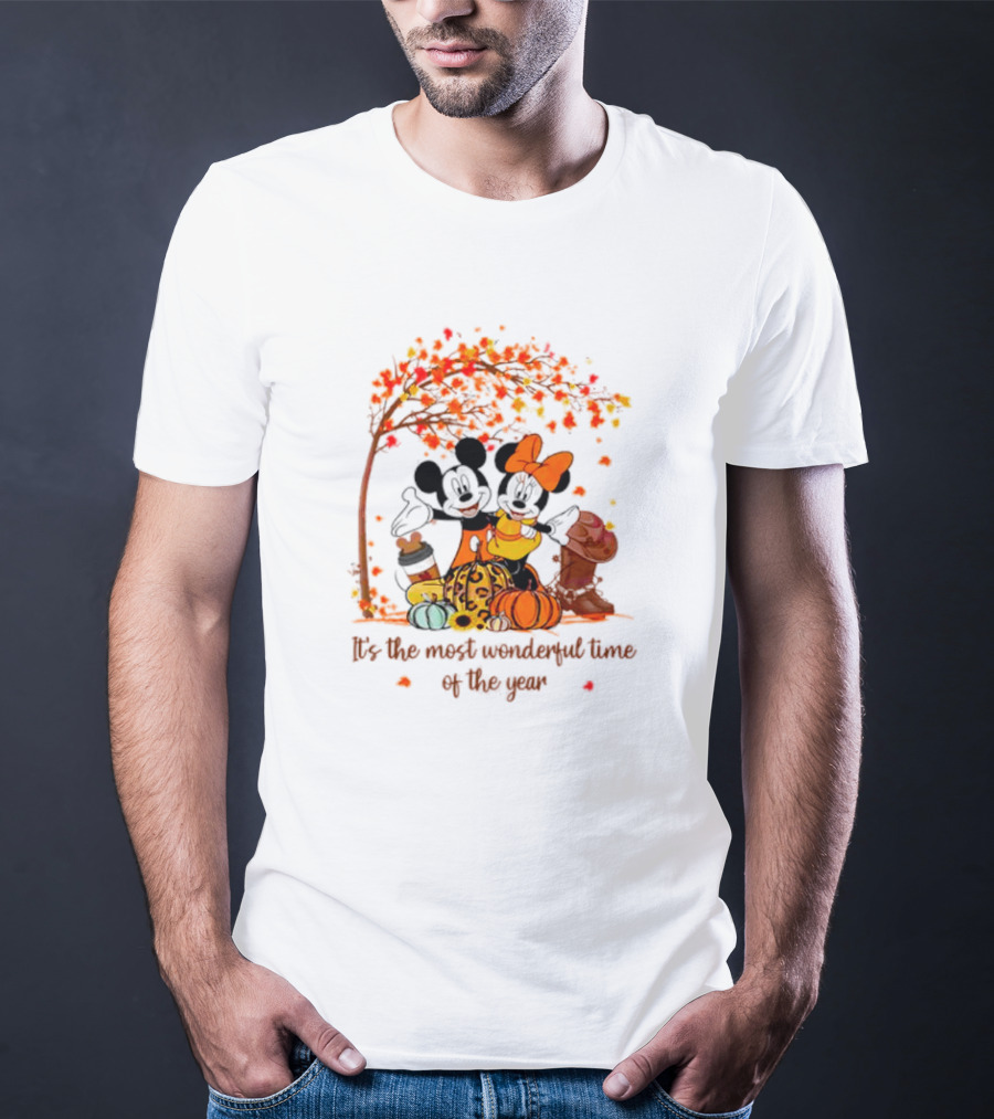 Mickey And Minnie It's The Most Wonderful Time Of The Year Thanksgiving T-Shirt