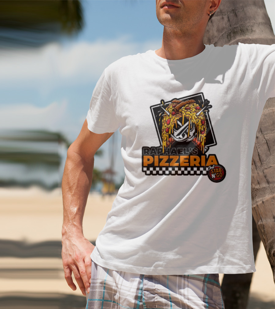 Raphael's Pizzeria Just Stab N' Go Pizza Graphic With Slicing Swords T-Shirt