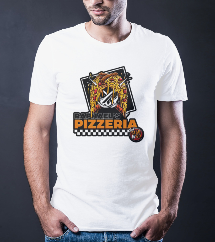 Raphael's Pizzeria Just Stab N' Go Pizza Graphic With Slicing Swords T-Shirt