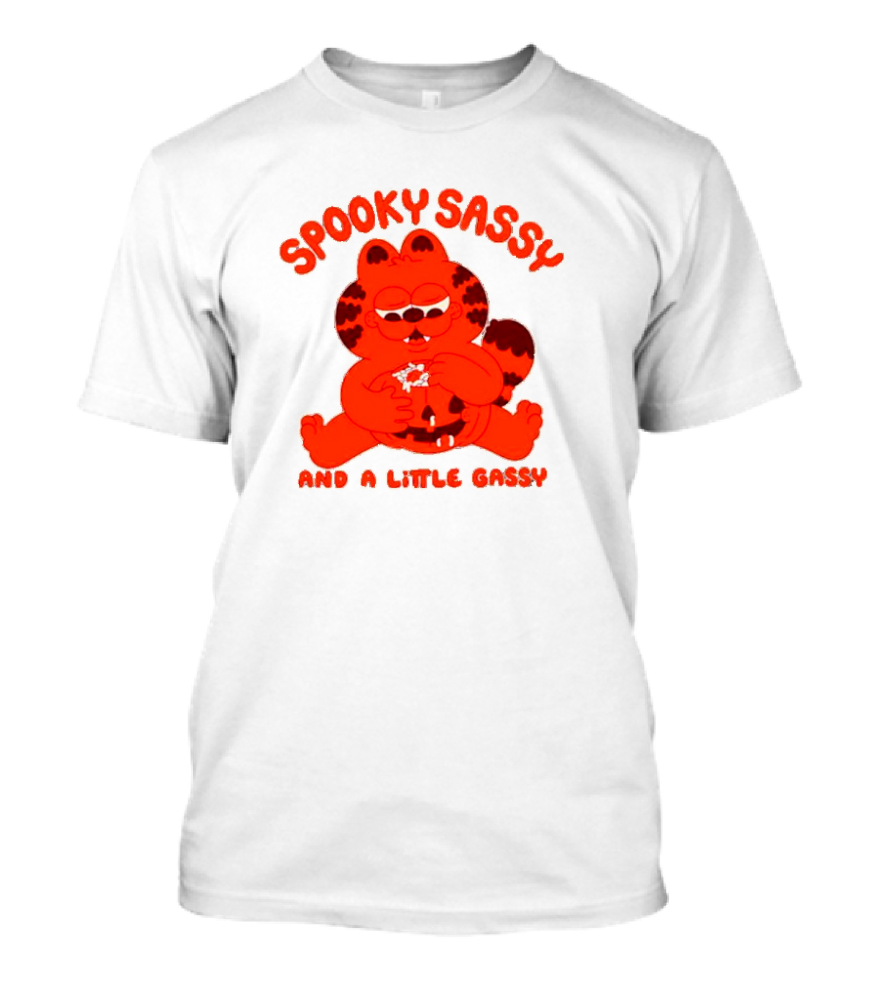 Spooky Sassy And A Little Gassy Halloween Cat Eating Candy T-Shirt
