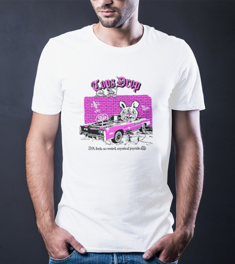Tops Drop Feels So Weird Mystical Joyride Pink Lowrider With Cartoon Graffiti T-Shirt