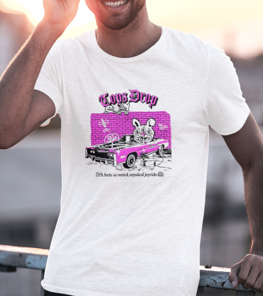 Tops Drop Feels So Weird Mystical Joyride Pink Lowrider With Cartoon Graffiti T-Shirt