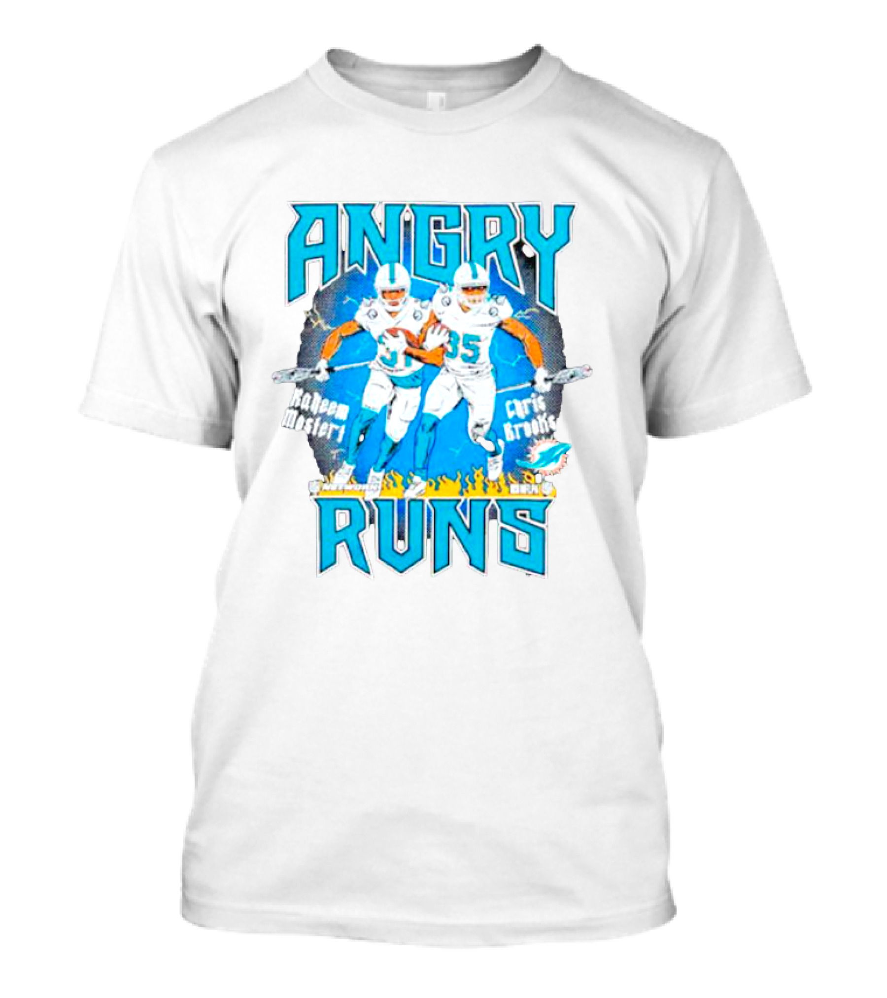 Angry Runs Dolphins Raheem Mostert Chris Brooks Football Action T-Shirt