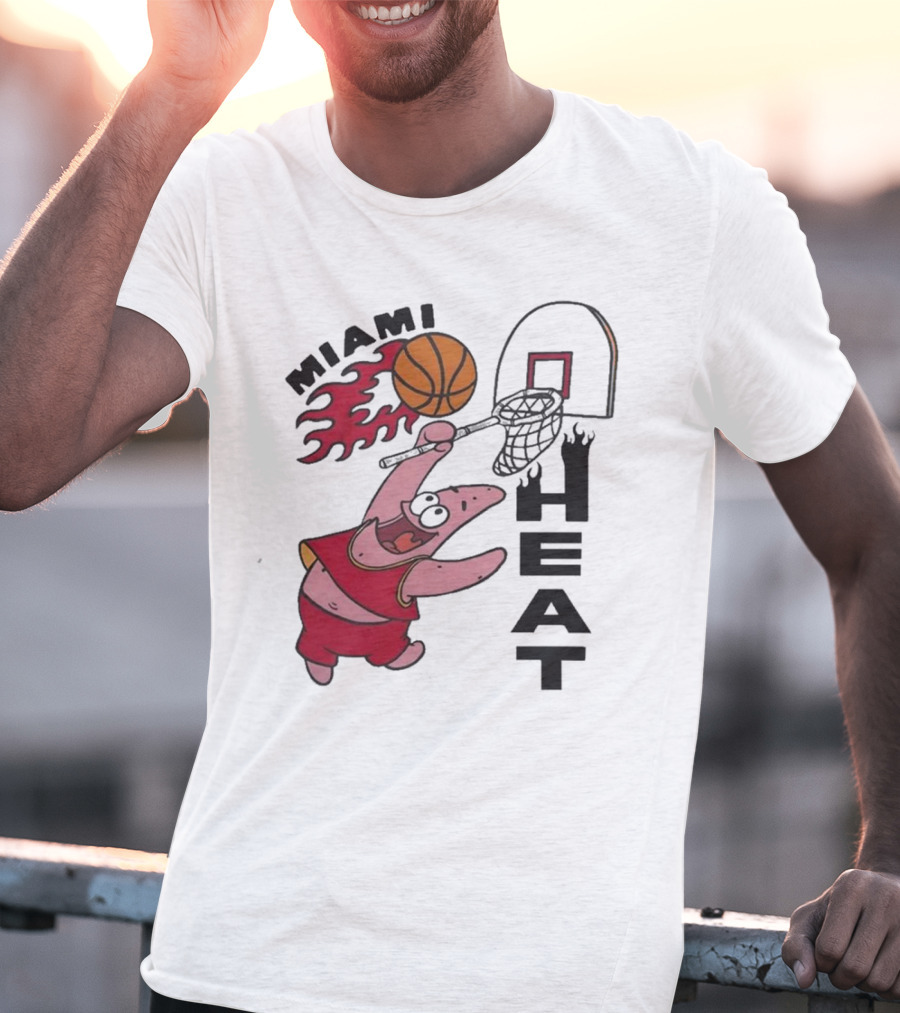 Miami Heat Homage Patrick Star Basketball Dunking Fun T-Shirt