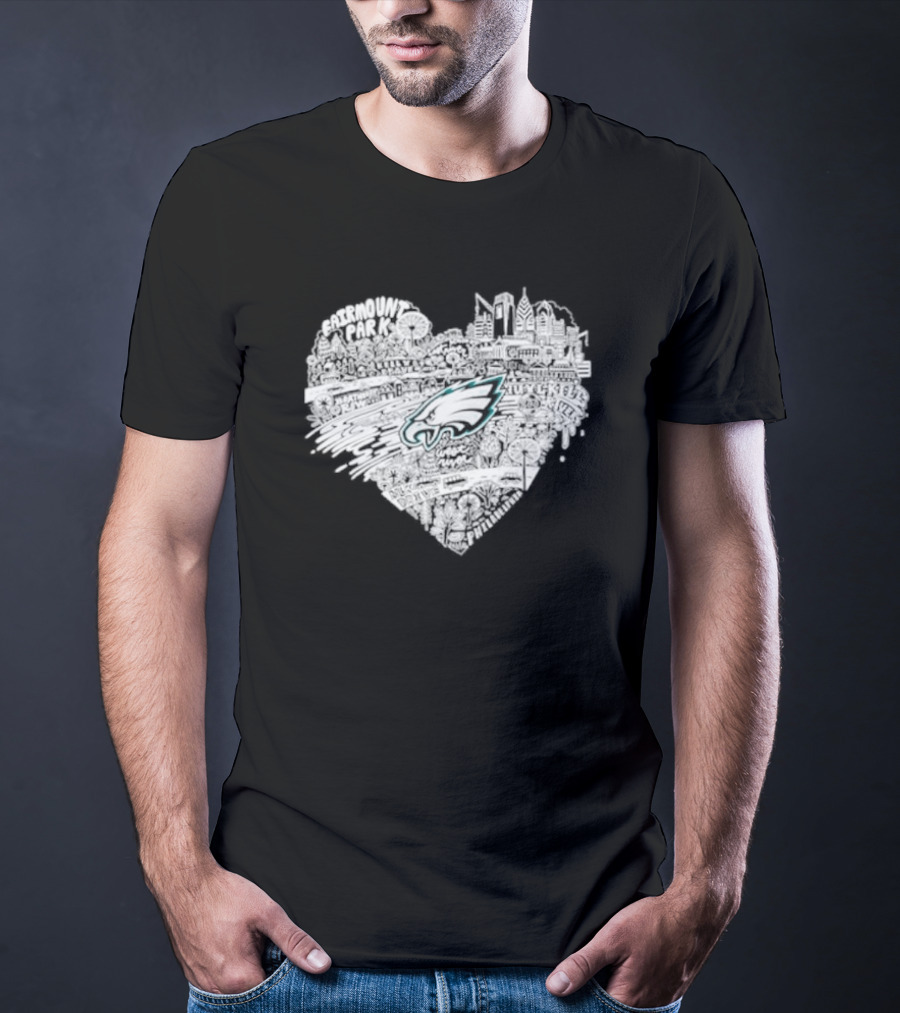 Philadelphia Eagles Fairmount Park West River Heart T-Shirt