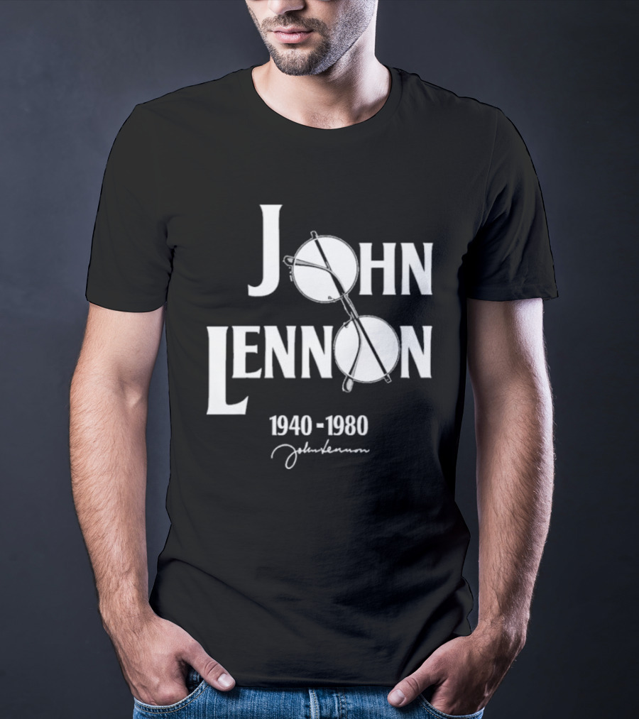 John Lennon 1940-1980 Peace Symbol Signature T-Shirt