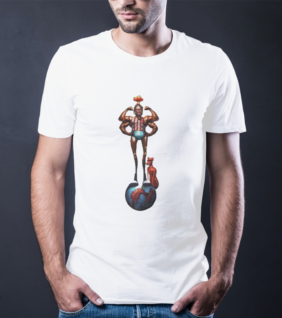 Travis Scott Circus Maximus Strongman And Feline On Globe T-Shirt