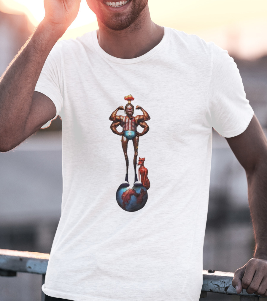 Travis Scott Circus Maximus Strongman And Feline On Globe T-Shirt