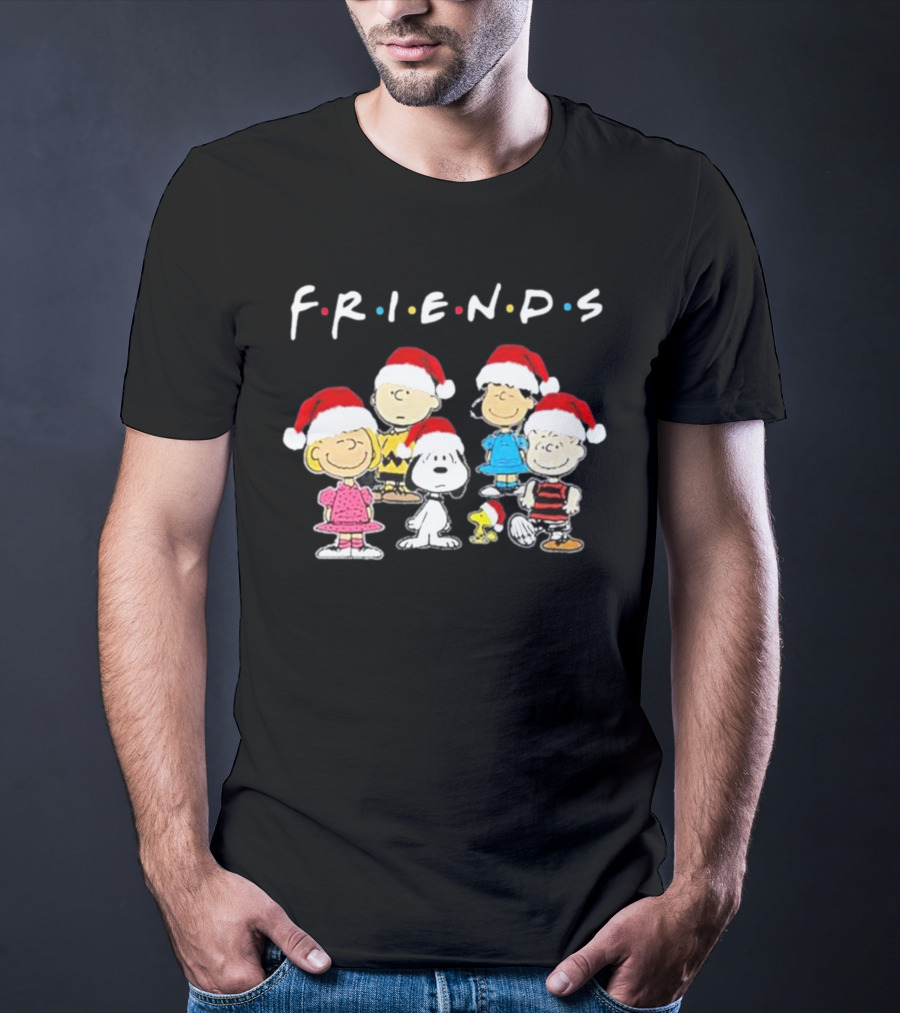 Charlie Brown Snoopy Woodstock Friends Christmas Santa Hats T-Shirt