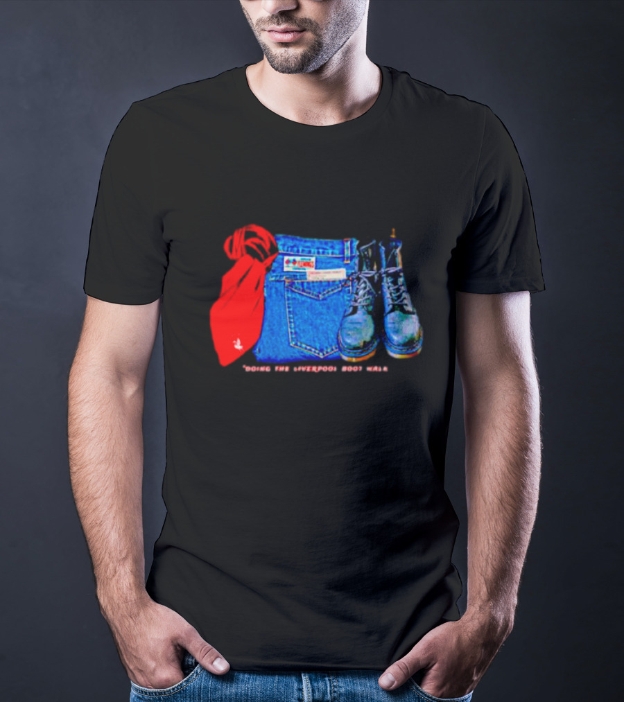 Red Scarf Denim And Boots Liverbird T-Shirt