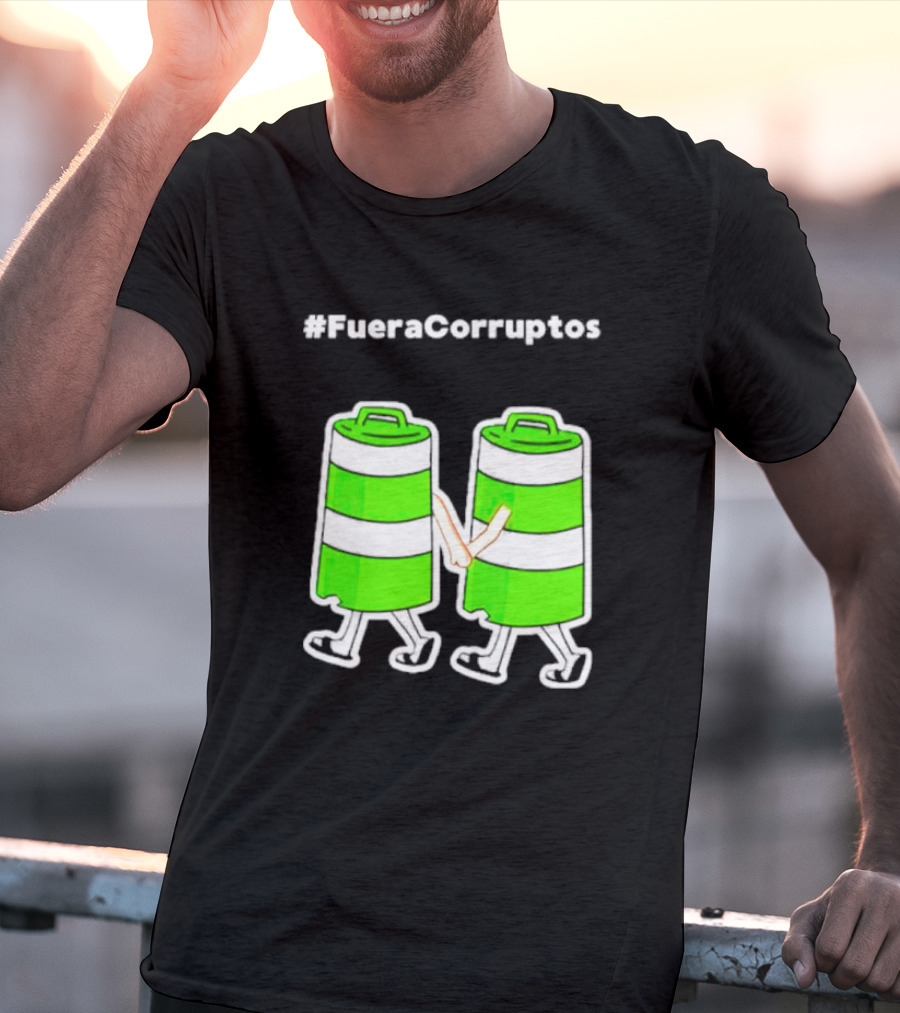 Paola Hurtado Uri Samayoa #Fueracorruptos Green Bins Handshake T-Shirt