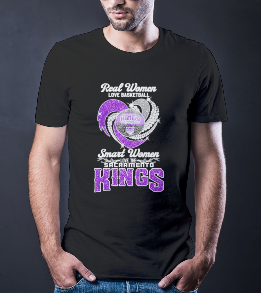 Real Women Love Basketball Smart Women Love The Sacramento Kings Kings Logo Basketball T-Shirt