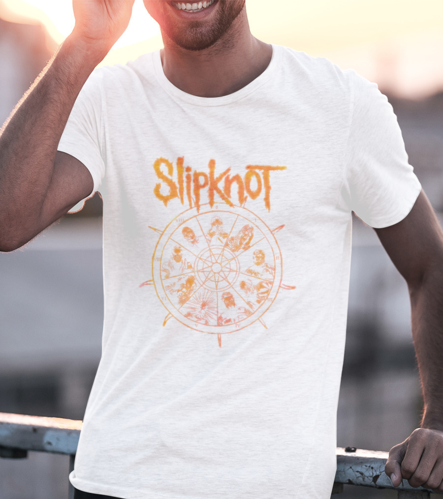 Slipknot Metal Band Music Rock Symbol With Zodiac Circle And Masks T-Shirt