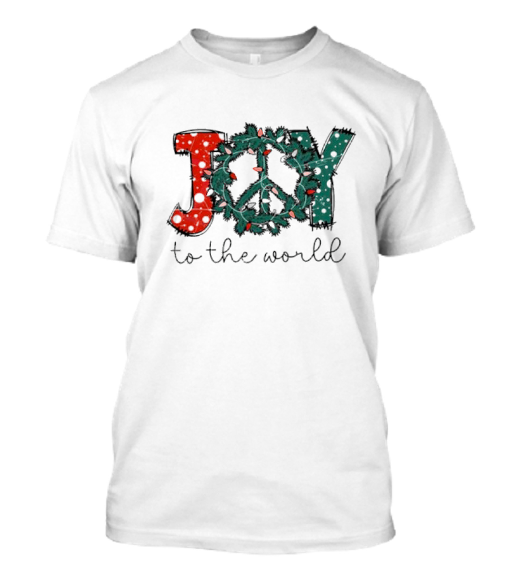 Joy To The World Christmas Wreath Peace T-Shirt