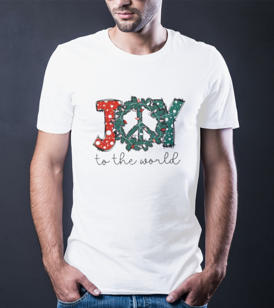 Joy To The World Christmas Wreath Peace T-Shirt