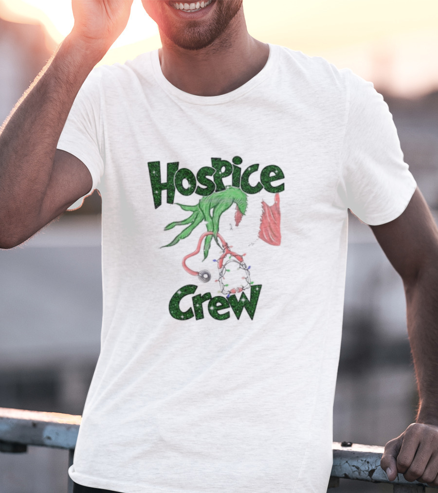 Hospice Crew Grinch Hand Christmas Lights T-Shirt
