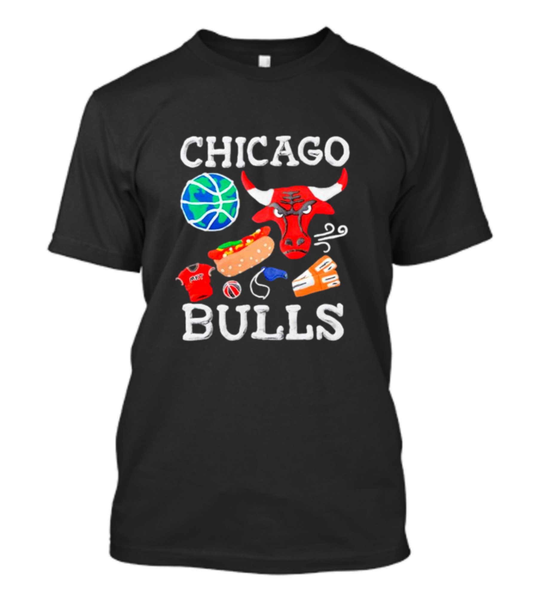 Chicago Bulls NBA Claymation Hot Dog Basketball Jersey Sneaker T-Shirt