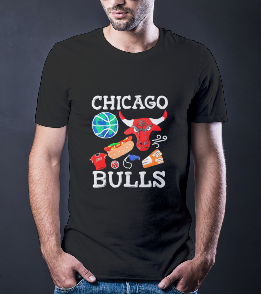 Chicago Bulls NBA Claymation Hot Dog Basketball Jersey Sneaker T-Shirt
