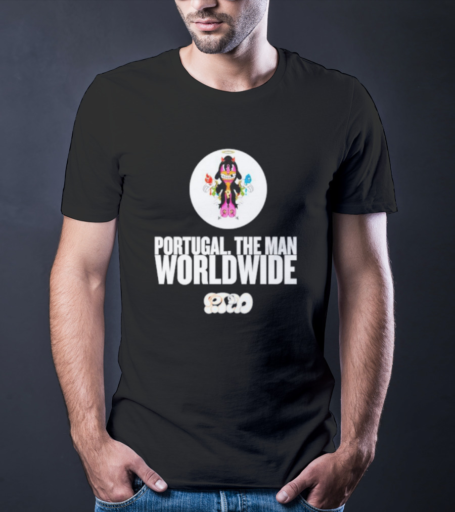 PORTUGAL. THE MAN WORLDWIDE CHARACTER WITH COLORFUL HANDS AND HALO T-Shirt