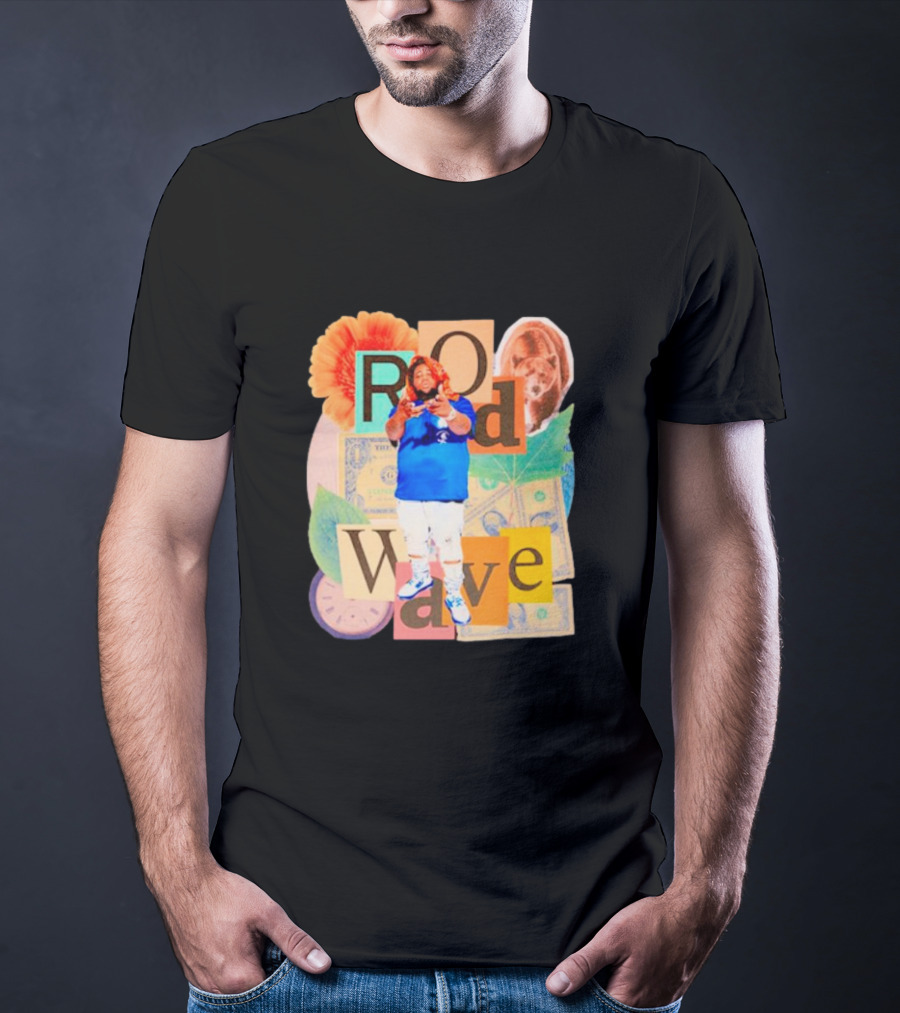 Rod Wave Vintage Bootleg Collage With Floral And Currency Elements T-Shirt