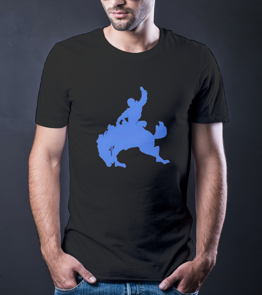 Bucking Bronco Silhouette Blue T-Shirt