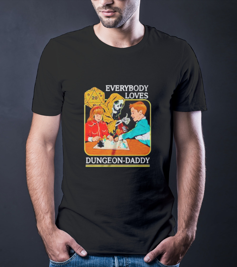 Everybody Loves Dungeon-Daddy Vintage RPG Dice Skeleton Adventure T-Shirt