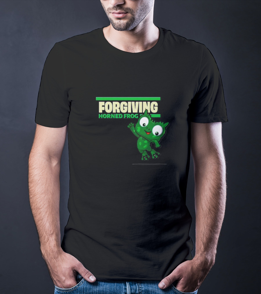 Forgiving Horned Frog Playful Green Character T-Shirt