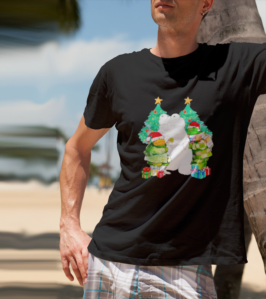 Frog And Toad Christmas Trees Presents Holiday Scene T-Shirt