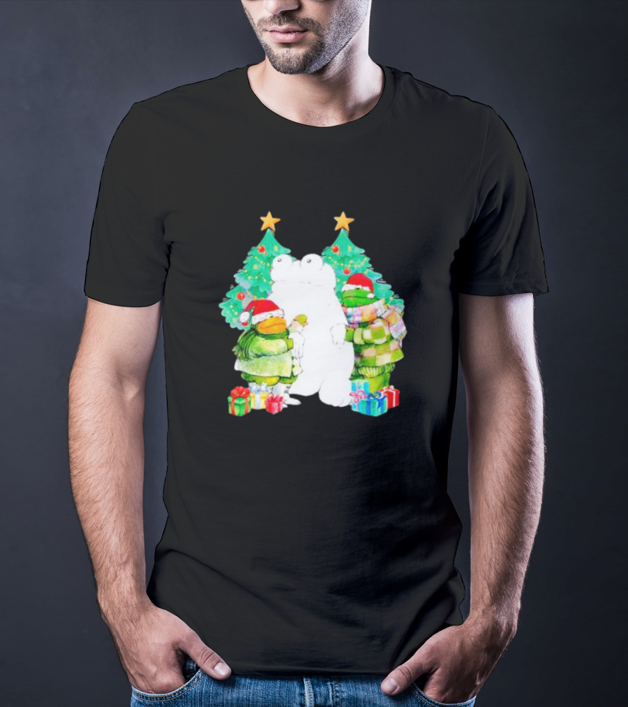 Frog And Toad Christmas Trees Presents Holiday Scene T-Shirt