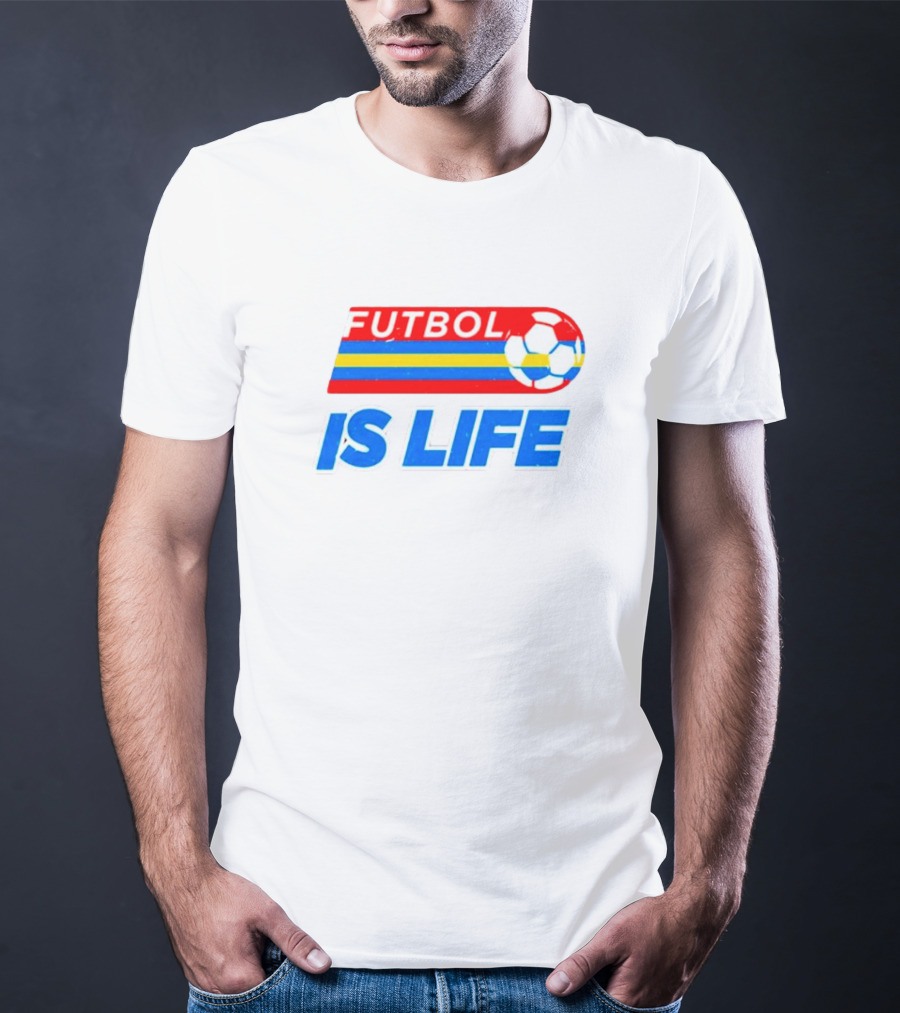 Futbol Is Life Retro Striped Soccer Ball T-Shirt