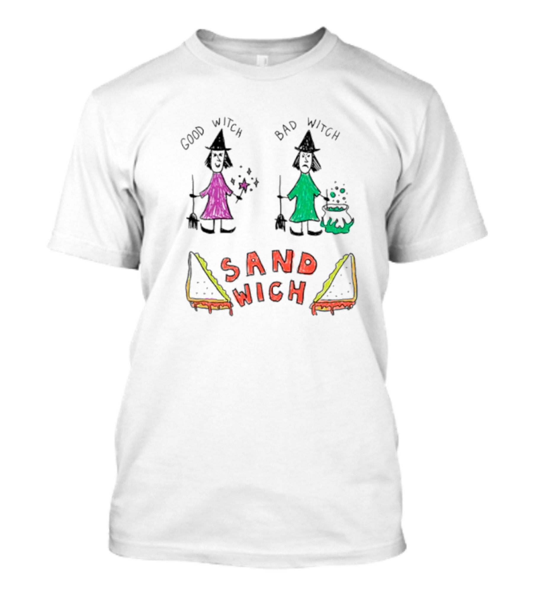Good Witch Bad Witch Sandwich Funny Witchy Pun T-Shirt