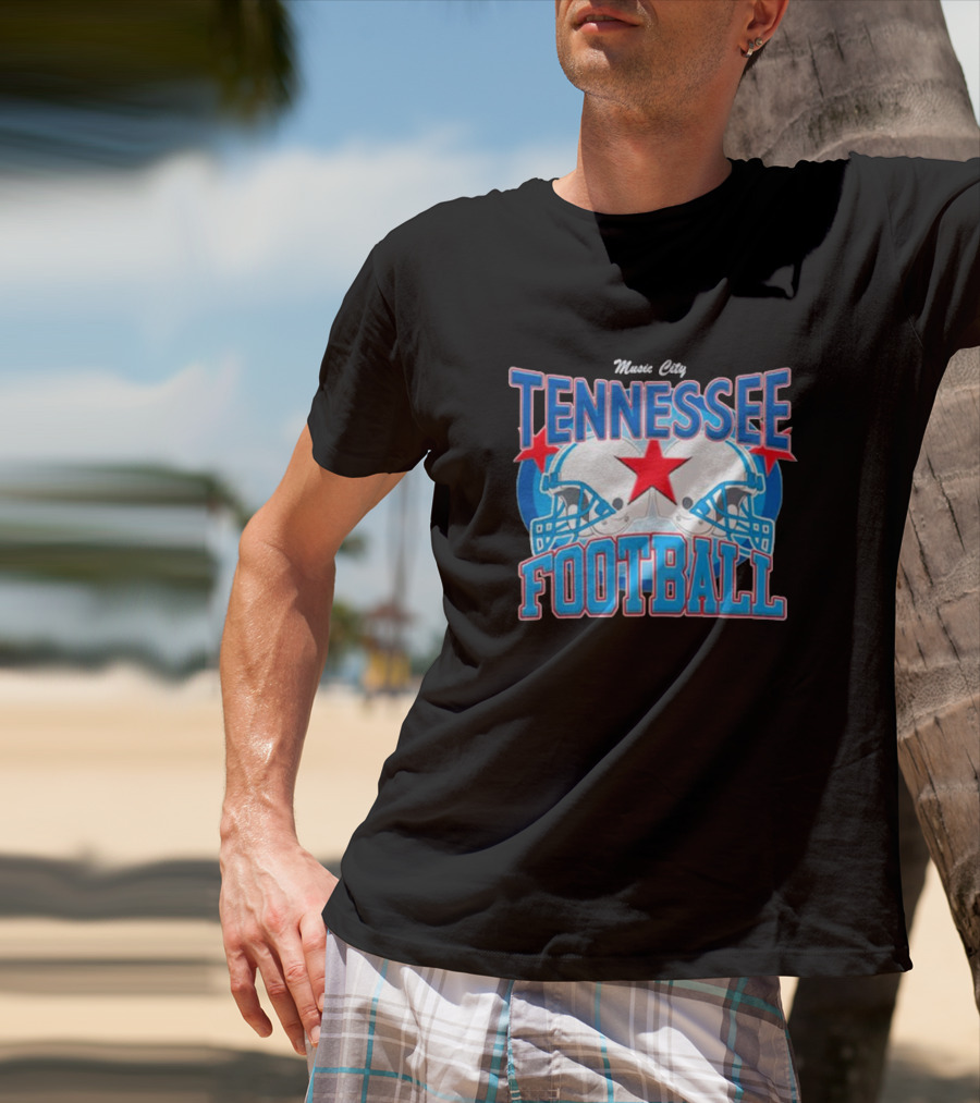 Music City Tennessee Football Helmets Star T-Shirt