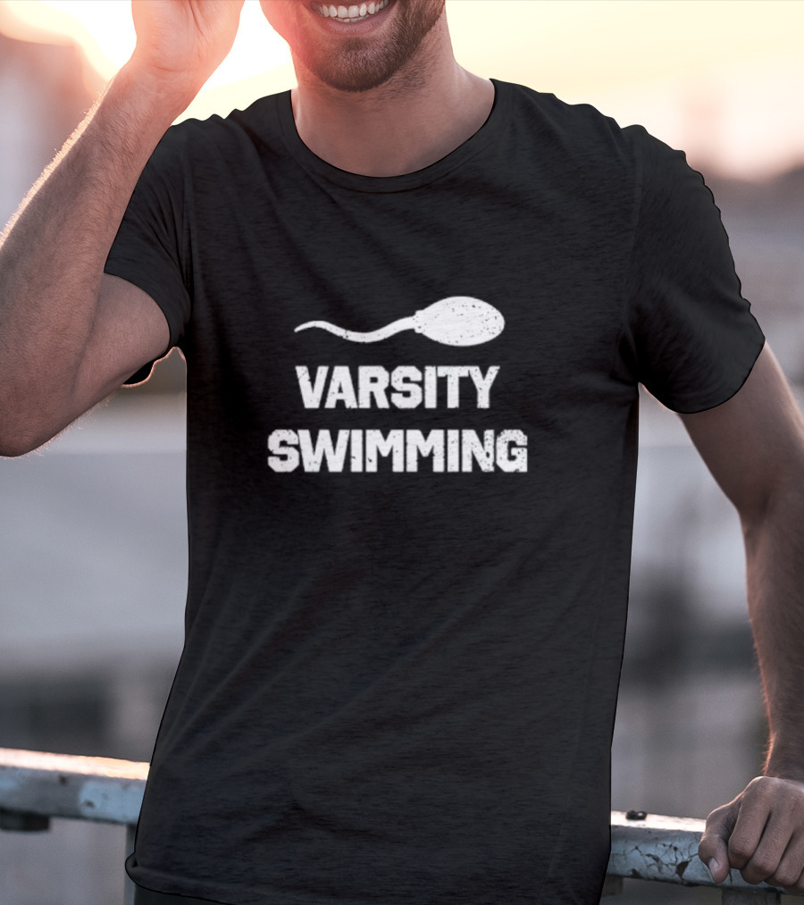 Varsity Swimming Sperm Joke Tease T-Shirt