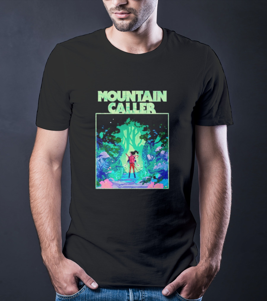 Mountain Caller Green Leaves Enchanted Forest Explorer T-Shirt