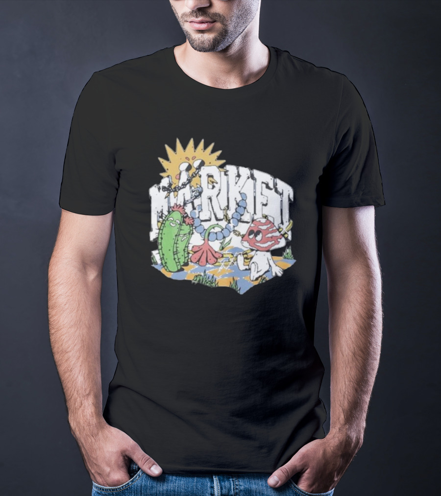 Market Fantasy Farm Mushroom Cactus Sunburst T-Shirt