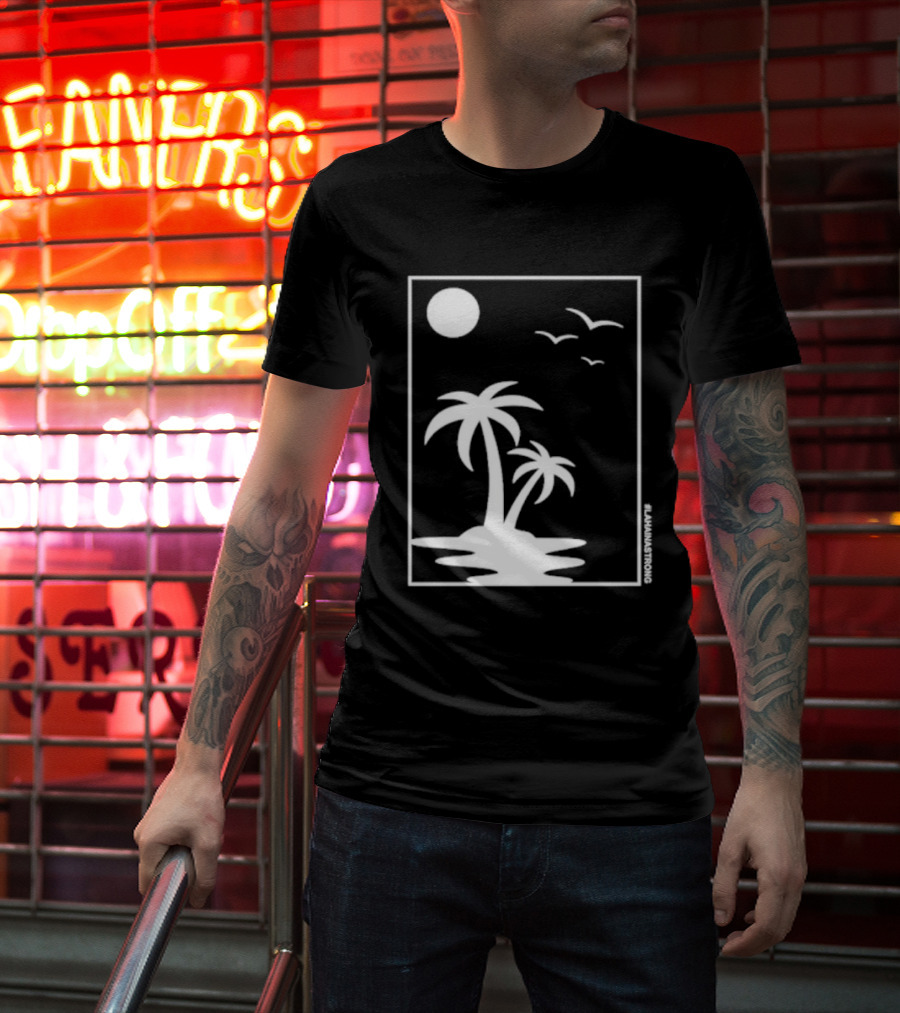 Not Enough Nelsons Lahaina Strong Palm Trees And Birds Scene T-Shirt