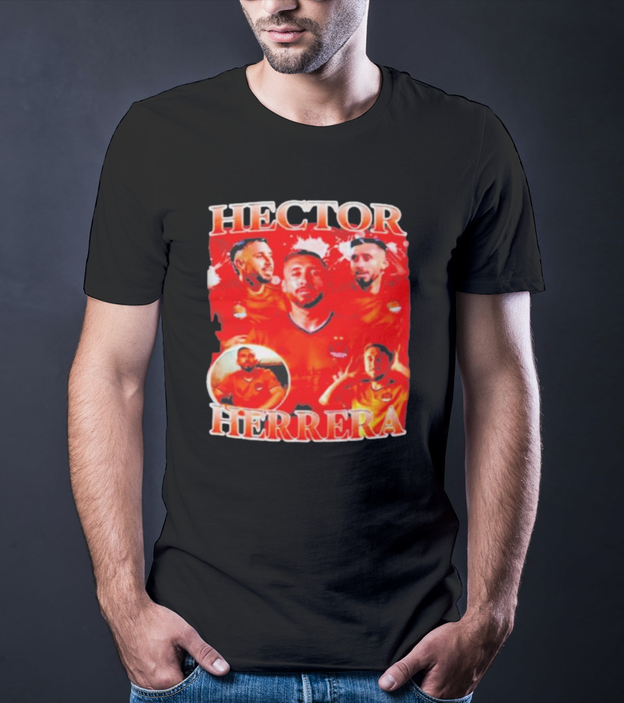 HECTOR HERRERA Red Bootleg Style Portrait Montage T-Shirt