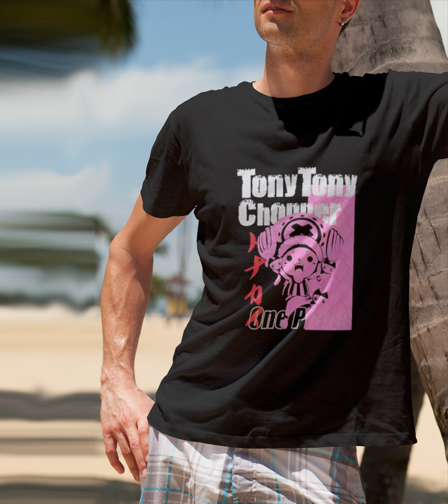 Tony Tony Chopper One Piece Pink Tonal Japanese Text T-Shirt