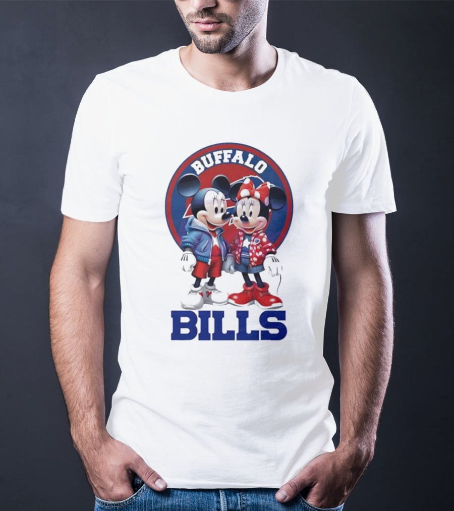Buffalo Bills Mickey And Minnie Mouse In Team Spirit T-Shirt