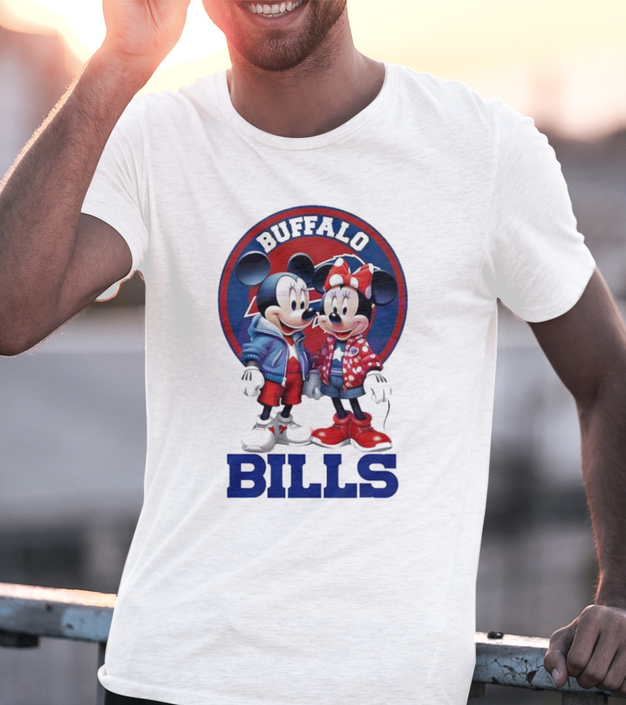 Buffalo Bills Mickey And Minnie Mouse In Team Spirit T-Shirt