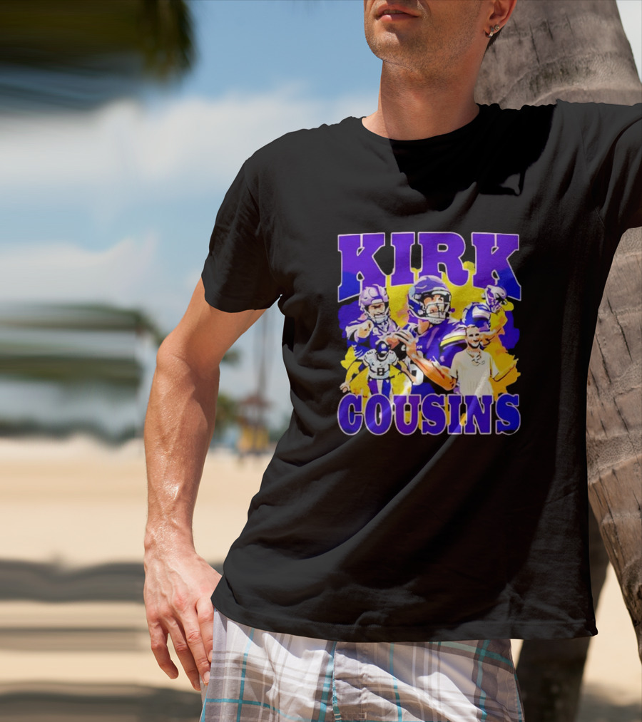 Kirk Cousins Vikings Football Player Collage Purple And Yellow T-Shirt