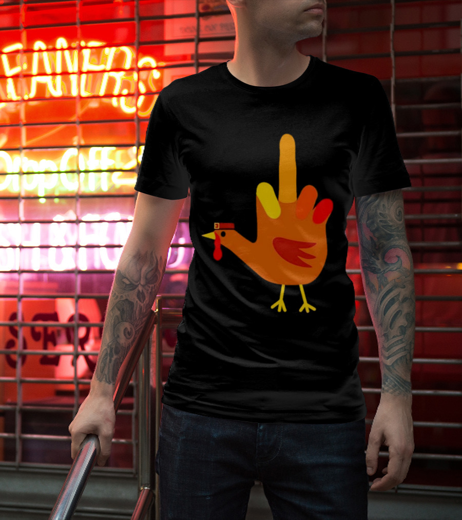 Thanksgiving Middle Finger Turkey Humor Hand Bird T-Shirt