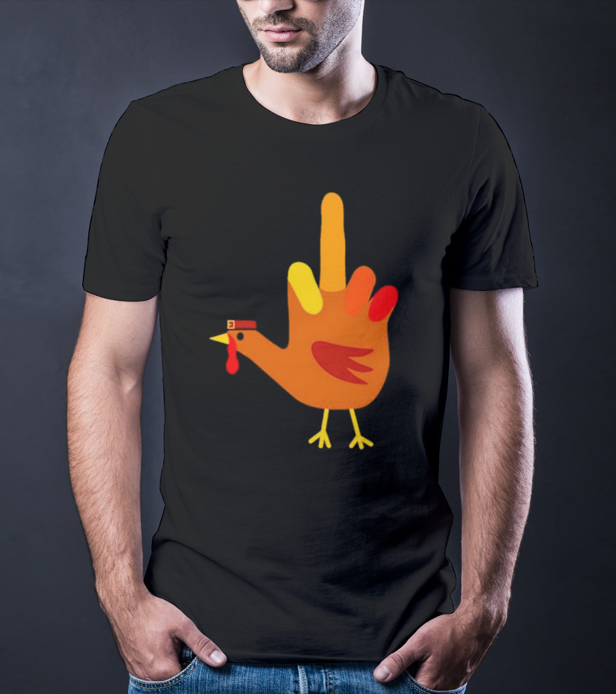 Thanksgiving Middle Finger Turkey Humor Hand Bird T-Shirt