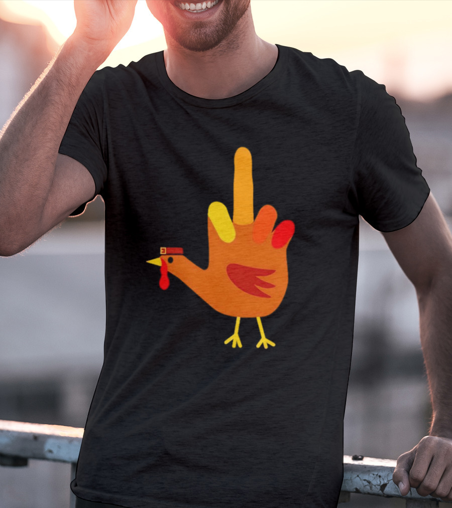 Thanksgiving Middle Finger Turkey Humor Hand Bird T-Shirt