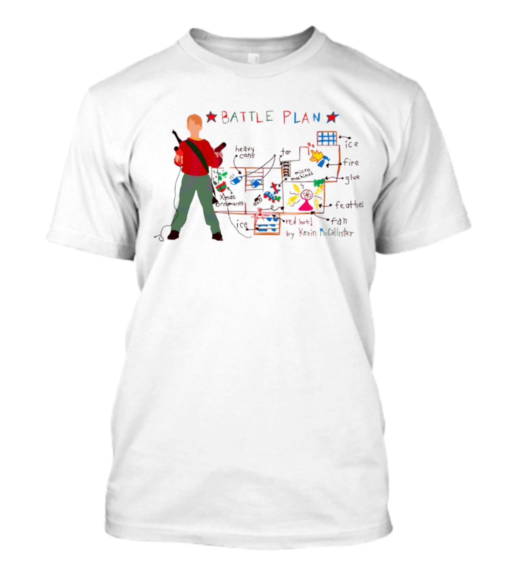 Home Alone Battle Plan Ice Fire Glue Feathers T-Shirt
